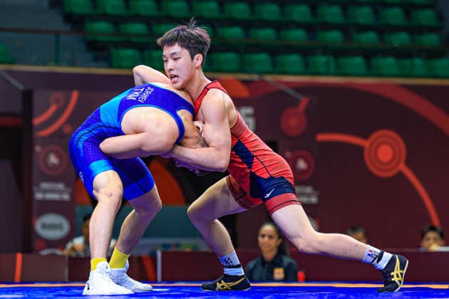 U17 Wrestling Asian Championships 51kg GR Donghyeon Kim KOR df Rejep Jorayev TKM Copyright: xAmirrezaxAliasgarix xUnitedxWorlx Kadir Caliskan United World Wr