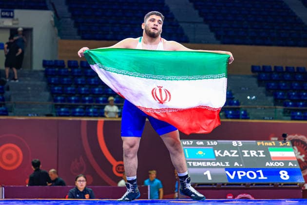 U17 Wrestling Asian Championships 110kg GR Aliakbar Ali Akoo IRI Copyright: xAmirrezaxAliasgarix xUnitedxWorlx Kadir Caliskan United World Wr