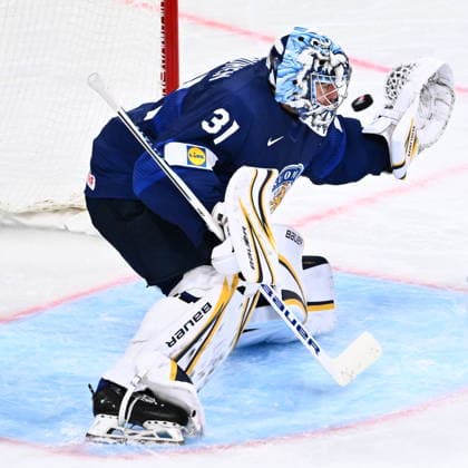 Goalkeeper Justus Annunen of Finland in action during the quarterfinal match Finland vs Czech Republic at the 2026 IIHF Ice hockey, Eishockey World Championship, WM, Weltmeisterschaft on May 28, 2026, Zurich, Switzerland. (CTKxPhoto RadekxPetrasek) CTKPhotoP2026052807734  CTKPhotoP2026052807734