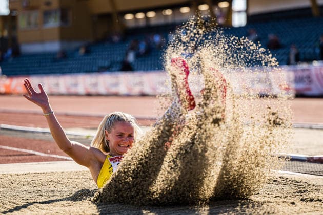 260528 Sofie Olsvold Hausberg of Os TF competes in women™s triple jump during the Trond Mohn Games on May 28, 2026 in Bergen Photo Marius Simensen BILDBYRAN Cop 238 MM0068 athletics bbeng friidrett friidrott norge norway trond mohn games  Copyright: MARIUSxSIMENSEN BB260528ZP016