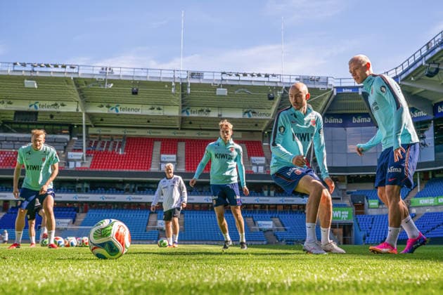 260528 Fredrik Aursnes and Julian Ryerson of the Norwegian national football team during a training session on May 28, 2026 in Oslo Photo Vegard Grott BILDBYRAN kod VG VG0926 bbeng fotball football soccer fotboll norge norway trening träning training practice  Copyright: VEGARDxGRoTT BB260528VG013