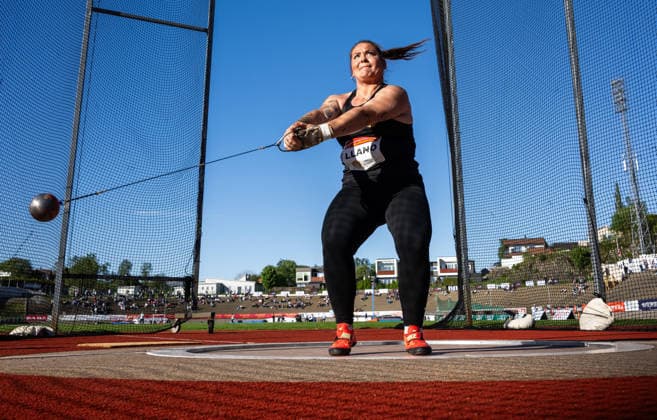260528 Beatrice Llano of Norway competes in women™s hammer throw during the Trond Mohn Games on May 28, 2026 in Bergen Photo Marius Simensen BILDBYRAN COP 238 MM0068 athletics bbeng friidrett friidrott norge norway trond mohn games Dam kvinner Women slägga hammer throw  Copyright: MARIUSxSIMENSEN BB260528ZO018