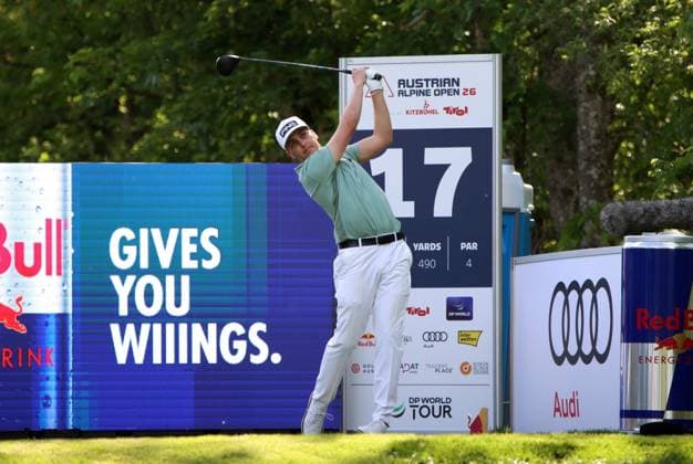 KITZBUEHEL, AUSTRIA - MAY 28: From the Tee-Box SCHWAB, Matthias (AUT) at the Austrian Alpine Open presented by Kitzbuehel Tirol, DP World TOUR, Round 1 on May 28, 2026 in Kitzbuehel, Austria.DP World Tour Austrian Alpine Open, Kitzbuehel, 28.05.2026 Tirol Austria Copyright: xPhotographer:xNilsxKoepkex