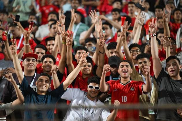 Russia Soccer Friendly Egypt - Russia 9175615 28.05.2026 Egypt s fans cheer before the friendly soccer match between Egypt and Russia at Cairo International Stadium in Cairo, Egypt. Grigory Sysoev Sputnik Cairo Egypt  Copyright: xGrigoryxSysoevx
