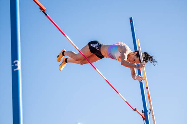 260528 Lene Retzius of Norway competes in women™s pole vault during the Trond Mohn Games on May 28, 2026 in Bergen Photo Marius Simensen BILDBYRAN COP 238 MM0068 athletics bbeng friidrett friidrott norge norway trond mohn games Dam kvinner Women stavhopp pole vault  Copyright: MARIUSxSIMENSEN BB260528ZO023