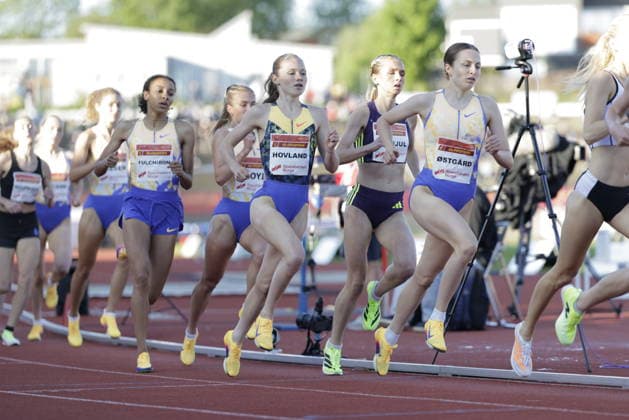 Trond Mohn Games 2026 Bergen 20260528 Marte Hovland and Ingeborg ostgard during 1500 meters during the Trond Mohn Games athletics event at Fana Stadium in Bergen Photo Paul S Amundsen NTB Bergen Norway EDITORIAL USE ONLY RESTRICTED USE FOR BETTING COMPANIES  Copyright: xPaulxS.xAmundsenx xNTBx