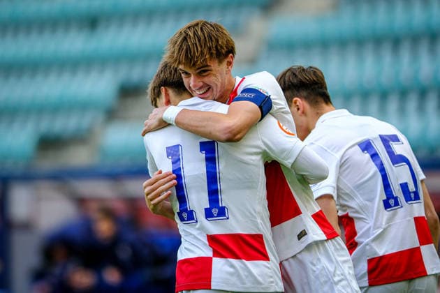 UEFA Under-17 European Championship, EM, Europameisterschaft Estonia 2026 Nik Skafar Zuzic and Jona Benkotic celebrating scoring the first goal during the UEFA Under-17 European Championship Group-A match between Estonia U-17 vs Croatia U-17 national teams, Tallinn Estonia 28.05.2026 Tallinn A Le Coq Arena Estonia Copyright: xMaurixLevandix