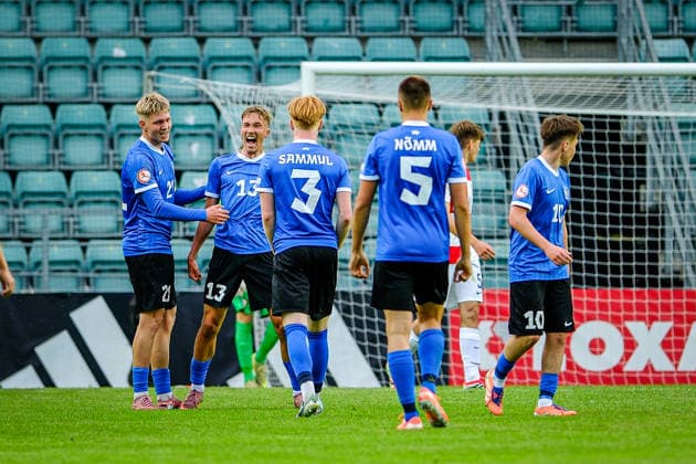 UEFA Under-17 European Championship, EM, Europameisterschaft Estonia 2026 Aston Visse and Estonia celebrating scoring their first goal during the UEFA Under-17 European Championship Group-A match between Estonia U-17 vs Croatia U-17 national teams, Tallinn Estonia 28.05.2026 Tallinn A Le Coq Arena Estonia Copyright: xMaurixLevandix