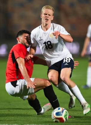 Russia Soccer Friendly Egypt - Russia 9175722 28.05.2026 Egypt s Yasser Ibrahim and Russia s Matvey Kislyak struggle for a ball during the friendly soccer match between Egypt and Russia at Cairo International Stadium in Cairo, Egypt. Grigory Sysoev Sputnik Cairo Egypt  Copyright: xGrigoryxSysoevx