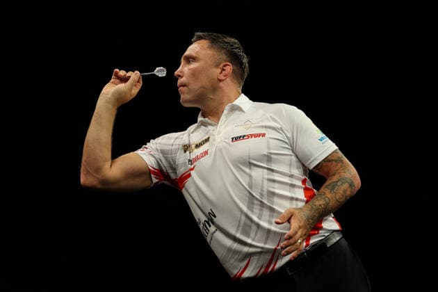 RECORD DATE NOT STATED 28th May 2026, The 02 Arena, London, England; 2026 PDC Bet MGM Premier League Darts Final; Gerwyn Price in action on the oche during his match against Luke Littler HenningxvonxJagow