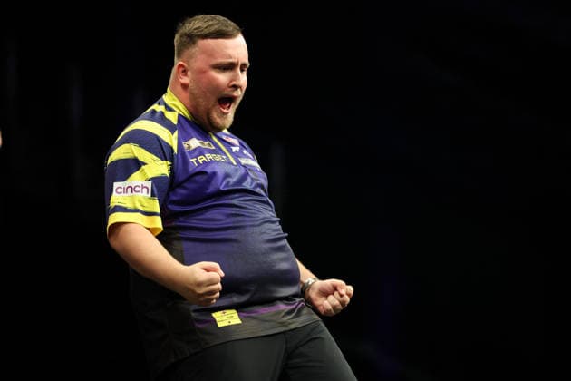 RECORD DATE NOT STATED 28th May 2026, The 02 Arena, London, England; 2026 PDC Bet MGM Premier League Darts Final; Luke Littler reacts on the oche during his match against Gerwyn Price HenningxvonxJagow