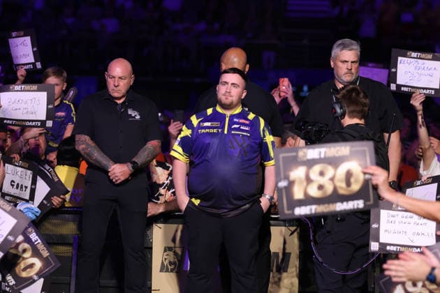 BetMGM Premier League Darts 28MAY26 Luke Littler during the BetMGM Premier League darts at the O2 Arena, London, UK on 28 May 2026. London O2 Arena London UK Editorial use only , Copyright: xChrisxSargeantx PSI-24296-0023