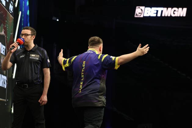 BetMGM Premier League Darts 28MAY26 Luke Littler during the BetMGM Premier League darts at the O2 Arena, London, UK on 28 May 2026. London O2 Arena London UK Editorial use only , Copyright: xChrisxSargeantx PSI-24296-0032