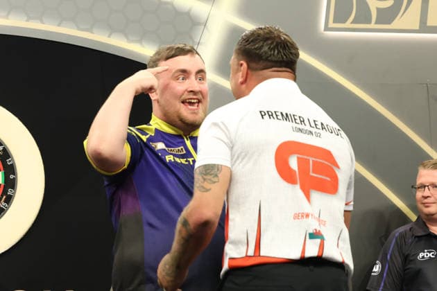 BetMGM Premier League Darts 28MAY26 Luke Littler during the BetMGM Premier League darts at the O2 Arena, London, UK on 28 May 2026. London O2 Arena London UK Editorial use only , Copyright: xChrisxSargeantx PSI-24296-0035
