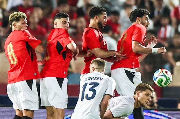 EGYPT, CAIRO - MAY 28, 2026: Egypt s Emam Ashour, Ramy Rabia, Yasser Ibrahim and Omar Marmoush (L-R) in action in a friendly football match between Egypt and Russia at the Cairo International Stadium Friendly Football Match: Egypt Vs Russia  - ZUMAt113 20260528_zaa_t113_724 Copyright: xPeterxKovalevx