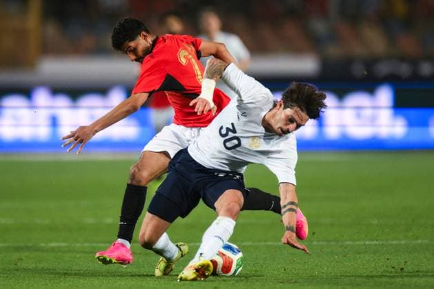 Russia Soccer Friendly Egypt - Russia 9175769 28.05.2026 Egypt s Ibrahim Adel and Russia s Ilya Vakhania struggle for a ball during the friendly soccer match between Egypt and Russia at Cairo International Stadium in Cairo, Egypt. Grigory Sysoev Sputnik Cairo Egypt  Copyright: xGrigoryxSysoevx