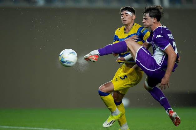 Fiorentina™s U20 Gabriele Bertolini Parma s U20 Roberto D Intino during the finals match between Fiorentina U20 and Parma U20 of the 2025 2026 Primavera 1 Championship at the Rocco B. Commisso Viola Park Sports Center in Bagno a Ripoli, Florence, Italy. May 28, 2026. - Soccer.  Copyright: xAlfredoxFalcone LaPressex