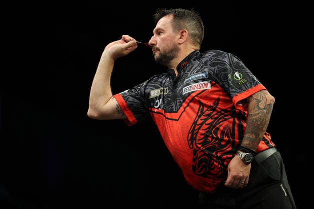 RECORD DATE NOT STATED 28th May 2026, The 02 Arena, London, England; 2026 PDC Bet MGM Premier League Darts Final; Jonny Clayton in action on the oche during his match against Luke Humphries HenningxvonxJagow