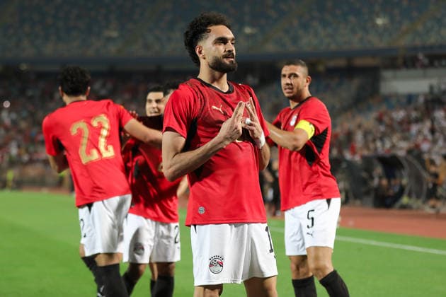 Egypt v Russia - Friendly International CAIRO, EGYPT - MAY 28: Egypt national team, Nationalteam player Mostafa Mohamed Zaki Abdelraouf (11) celebrates after scoring during the International Friendly, Länderspiel, Nationalmannschaft match between Egypt and Russia ahead of the 2026 FIFA World Cup, WM, Weltmeisterschaft, Fussball at Cairo International Stadium in Cairo, Egypt, on May 28, 2026. Fareed Kotb Anadolu Cairo Egypt. Editorial use only. Please get in touch for any other usage.  Copyright: x2026xAnadoluxFareedxKotbx