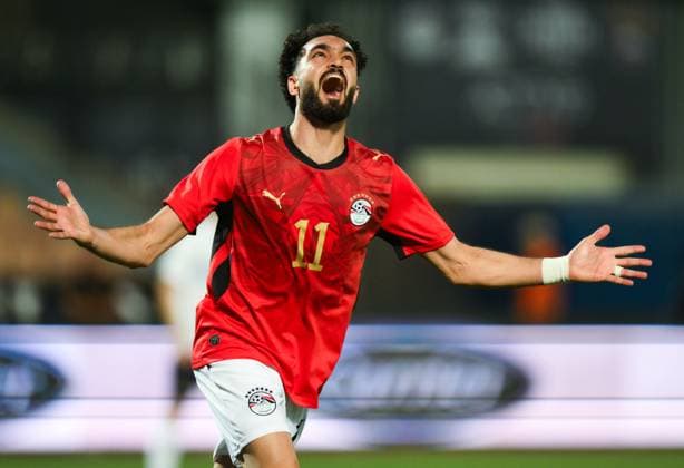 Egypt Soccer Friendly Egypt - Russia 9175845 28.05.2026 Egypt s Mostafa Abdelraouf celebrates his goal during the friendly soccer match between Egypt and Russia at Cairo International Stadium in Cairo, Egypt. Grigory Sysoev Sputnik Cairo Egypt  Copyright: xGrigoryxSysoevx