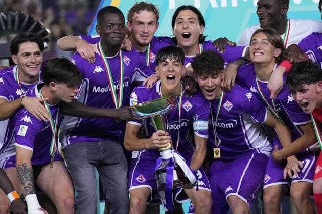 Celebrates during the finals match between Fiorentina U20 and Parma U20 of the 2025 2026 Primavera 1 Championship at the Rocco B. Commisso Viola Park Sports Center in Bagno a Ripoli, Florence, Italy. May 28, 2026. - Soccer.  Copyright: xAlfredoxFalcone LaPressex