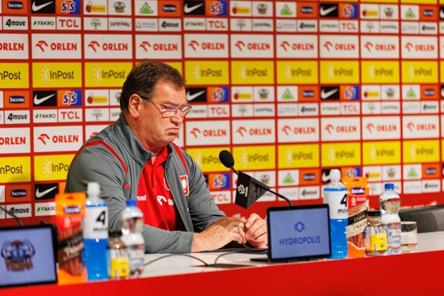 Jerzy Urban seen during official press conference, PK, Pressekonferenz of Poland National Football Team (Ernest Kolodziej Ball Raw Images) Wroclaw Tarczynski Arena Poland Copyright: xErnestxKolodziejx ernestkolodziej_poland_conference_2526_OL_4199