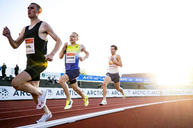 260528 Aaron AHL of Canada, Joonas Rinne of Finland and Kjetil Brenno Gagnas of Norway competes in men™s 1500 meter during the Trond Mohn Games on May 28, 2026 in Bergen Photo Marius Simensen BILDBYRAN Cop 238 MM0068 athletics bbeng friidrett friidrott norge norway trond mohn games  Copyright: MARIUSxSIMENSEN BB260528ZG046