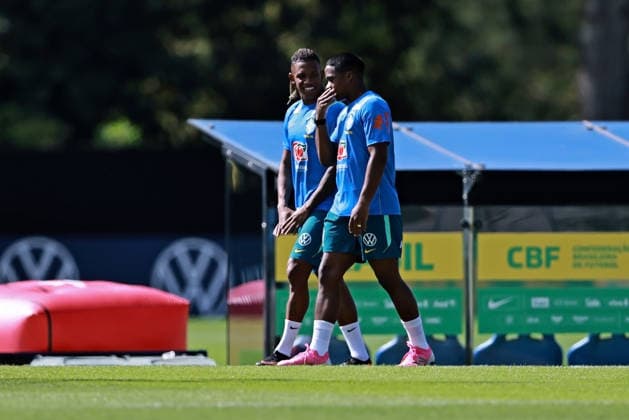 28th May 2026; Teresopolis, Brazil: Danilo Santos and Endrick of Brazil during a training session at the Granja Comary training center in Teresopolis, Rio de Janeiro, Brazil, on May 28, 2026, ahead of the FIFA World Cup, WM, Weltmeisterschaft, Fussball 2026 HeulerxAndrey