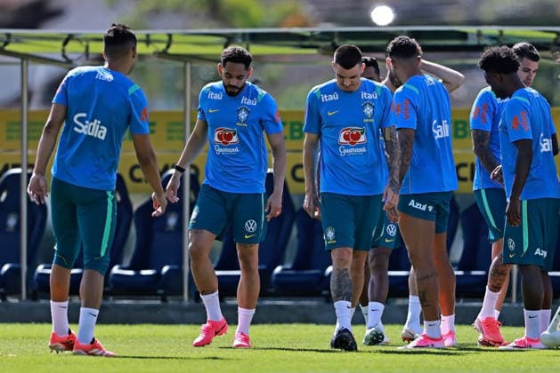 28th May 2026; Teresopolis, Brazil: Matheus Cunha and Roger Ibanez of Brazil during a training session at the Granja Comary training center in Teresopolis, Rio de Janeiro, Brazil, on May 28, 2026, ahead of the FIFA World Cup, WM, Weltmeisterschaft, Fussball 2026 HeulerxAndrey