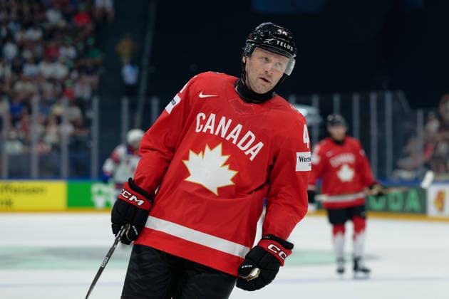 Fribourg, Switzerland - May 28 : Rielly Morgan of Canada portrait (headshot close up) during the 2026 IIHF Ice hockey, Eishockey World Championship, WM, Weltmeisterschaft Switzerland Quarter Final match between Canada and United States at BCF Arena on May 28 , 2026 in Fribourg, Switzerland.  Copyright: xGiuseppexVelletrix Sportspressphoto_SPR156440