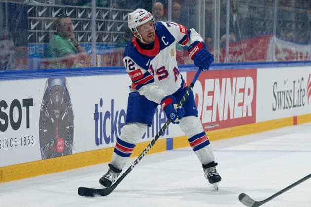 Fribourg, Switzerland - May 28 : Justin Faulk of United States in action (close up) during the 2026 IIHF Ice hockey, Eishockey World Championship, WM, Weltmeisterschaft Switzerland Quarter Final match between Canada and United States at BCF Arena on May 28 , 2026 in Fribourg, Switzerland.  Copyright: xGiuseppexVelletrix Sportspressphoto_SPR156443