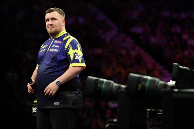 RECORD DATE NOT STATED 28th May 2026, The 02 Arena, London, England; 2026 PDC Bet MGM Premier League Darts Final; Luke Littler in action on the oche during his match against Luke Humphries HenningxvonxJagow