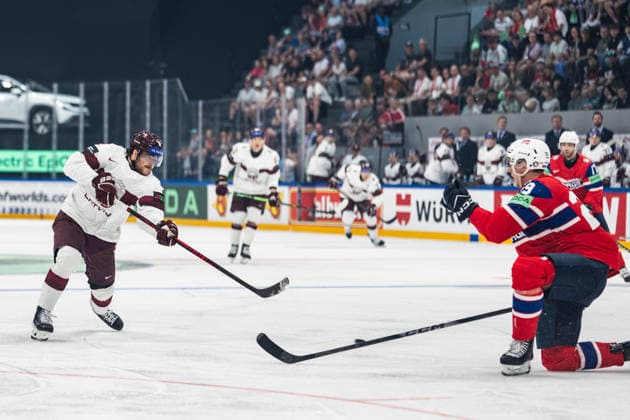 FRIBOURG, FRIBOURG - MAY 28: During the 2026 IIHF World Championship, WM, Weltmeisterschaft Quarterfinals match between Norway and Latvia at BCF Arena on May 28, 2026 in Fribourg, Fribourg, Switzerland.  Copyright: xLivioxBaeriswylx xSPPx Sportspressphoto_SPR156460