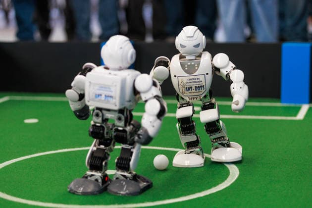 Futbots MX robotic football tournament in Mexico City MEXICO CITY, MEXICO - MAY 28: Robots kick the ball during an exhibition as part of the Futbots MX robotic tournament, at the School of Mechanical and Electrical Engineering (ESIME), in Mexico City, Mexico on May 28, 2026. ESIME hosted a regional qualifying round for the national Futbot MX Robotics Cup, a tabletop robotics competition where participants control robots in simulated football matches as part of World Cup year activities. Daniel Cardenas Anadolu Mexico City Mexico. Editorial use only. Please get in touch for any other usage.  Copyright: x2026xAnadoluxDanielxCardenasx