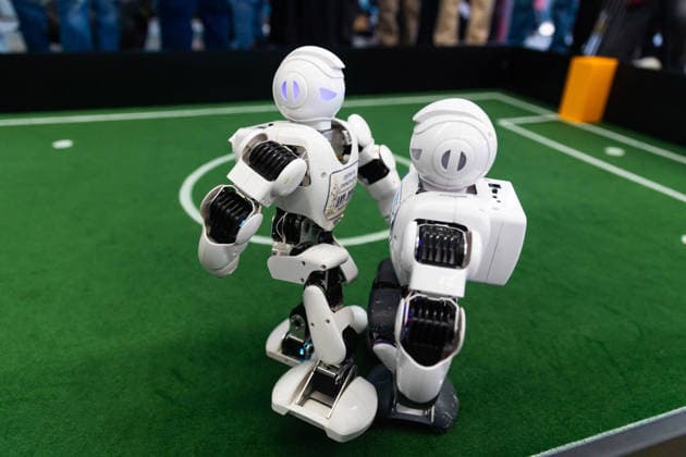 Futbots MX robotic football tournament in Mexico City MEXICO CITY, MEXICO - MAY 28: Robots kick the ball during an exhibition as part of the Futbots MX robotic tournament, at the School of Mechanical and Electrical Engineering (ESIME), in Mexico City, Mexico on May 28, 2026. ESIME hosted a regional qualifying round for the national Futbot MX Robotics Cup, a tabletop robotics competition where participants control robots in simulated football matches as part of World Cup year activities. Daniel Cardenas Anadolu Mexico City Mexico. Editorial use only. Please get in touch for any other usage.  Copyright: x2026xAnadoluxDanielxCardenasx