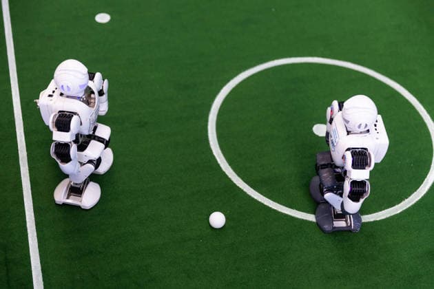 Futbots MX robotic football tournament in Mexico City MEXICO CITY, MEXICO - MAY 28: Robots kick the ball during an exhibition as part of the Futbots MX robotic tournament, at the School of Mechanical and Electrical Engineering (ESIME), in Mexico City, Mexico on May 28, 2026. ESIME hosted a regional qualifying round for the national Futbot MX Robotics Cup, a tabletop robotics competition where participants control robots in simulated football matches as part of World Cup year activities. Daniel Cardenas Anadolu Mexico City Mexico. Editorial use only. Please get in touch for any other usage.  Copyright: x2026xAnadoluxDanielxCardenasx