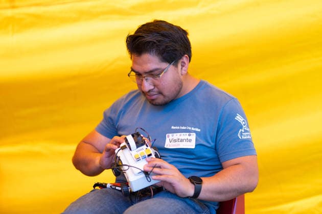 Futbots MX robotic football tournament in Mexico City MEXICO CITY, MEXICO - MAY 28: A participant prepares his robot ahead of matches during the Futbots MX robotic tournament, at the School of Mechanical and Electrical Engineering (ESIME), in Mexico City, Mexico on May 28, 2026. ESIME hosted a regional qualifying round for the national Futbot MX Robotics Cup, a tabletop robotics competition where participants control robots in simulated football matches as part of World Cup year activities. Daniel Cardenas Anadolu Mexico City Mexico. Editorial use only. Please get in touch for any other usage.  Copyright: x2026xAnadoluxDanielxCardenasx