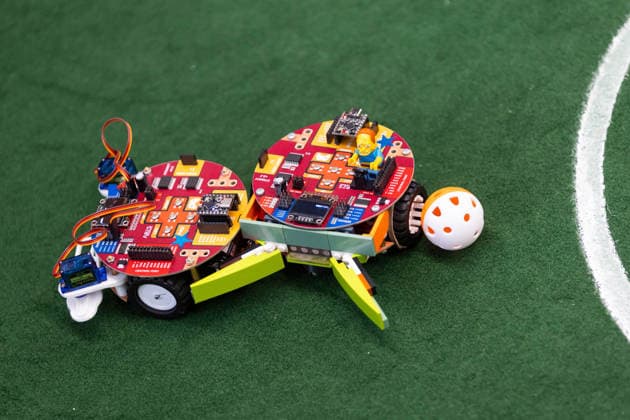 Futbots MX robotic football tournament in Mexico City MEXICO CITY, MEXICO - MAY 28: Wheeled robots compete to score goals in a simulated football match during the Futbots MX robotic tournament, at the School of Mechanical and Electrical Engineering (ESIME), in Mexico City, Mexico on May 28, 2026. ESIME hosted a regional qualifying round for the national Futbot MX Robotics Cup, a tabletop robotics competition where participants control robots in simulated football matches as part of World Cup year activities. Daniel Cardenas Anadolu Mexico City Mexico. Editorial use only. Please get in touch for any other usage.  Copyright: x2026xAnadoluxDanielxCardenasx