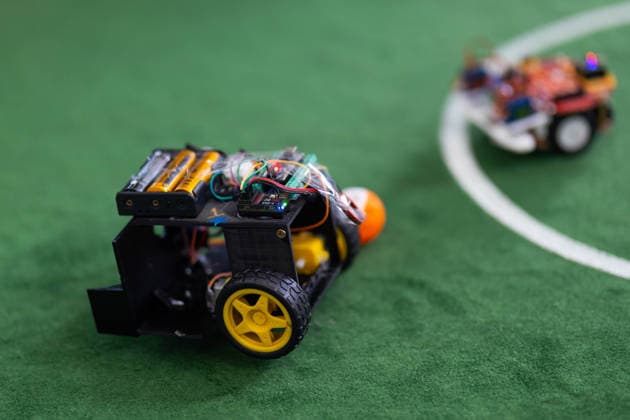 Futbots MX robotic football tournament in Mexico City MEXICO CITY, MEXICO - MAY 28: Wheeled robots compete to score goals in a simulated football match during the Futbots MX robotic tournament, at the School of Mechanical and Electrical Engineering (ESIME), in Mexico City, Mexico on May 28, 2026. ESIME hosted a regional qualifying round for the national Futbot MX Robotics Cup, a tabletop robotics competition where participants control robots in simulated football matches as part of World Cup year activities. Daniel Cardenas Anadolu Mexico City Mexico. Editorial use only. Please get in touch for any other usage.  Copyright: x2026xAnadoluxDanielxCardenasx