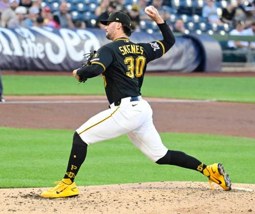 Pittsburgh Pirates pitcher Paul Skenes (30) throws in the third inning against the Chicago Cubs at PNC Park on Thursday, May 28, 2026 in Pittsburgh.  PIT2026052806 ArchiexCarpenter