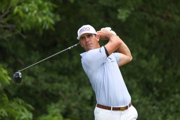 FORT WORTH, TX - MAY 28: Billy Horschel (USA) hits from the 12th tee during the Charles Schwab Challenge on May 28, 2026 at Colonial Country Club in Fort Worth, TX. (Photo by George Walker Icon Sportswire) GOLF: MAY 28 PGA, Golf Herren Charles Schwab Challenge EDITORIAL USE ONLY Icon26052824