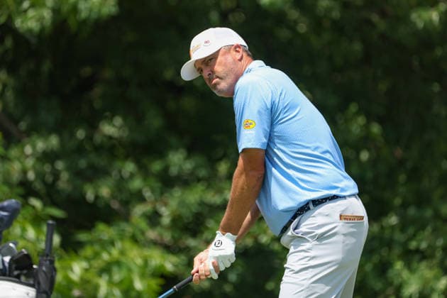 FORT WORTH, TX - MAY 28: Ryan Palmer (USA) hits from the 12th tee during the Charles Schwab Challenge on May 28, 2026 at Colonial Country Club in Fort Worth, TX. (Photo by George Walker Icon Sportswire) GOLF: MAY 28 PGA, Golf Herren Charles Schwab Challenge EDITORIAL USE ONLY Icon26052855
