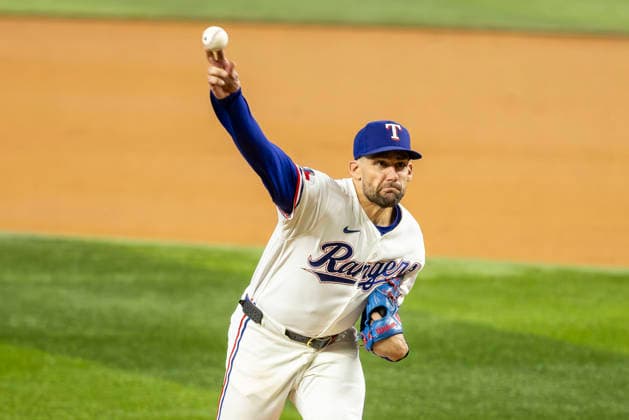 May 28, 2026, Arlington, Texas, USA: Texas Rangers pitcher NATHAN EOVALDI (17) during a MLB, Baseball Herren, USA game between the Houston Astros and Texas Rangers at Globe Life Field. Houston wins 5-1. Arlington USA - ZUMAf180 20260528_zsp_f180_011 Copyright: xMarkxFannx