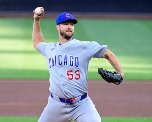 Chicago Cubs pitcher Colin Rea (53) starts against the Pittsburgh Pirates at PNC Park on Thursday, May 28, 2026 in Pittsburgh.  PIT2026052803 ArchiexCarpenter