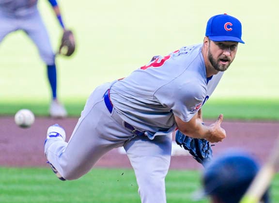 Chicago Cubs pitcher Colin Rea (53) starts against the Pittsburgh Pirates at PNC Park on Thursday, May 28, 2026 in Pittsburgh.  PIT2026052804 ArchiexCarpenter