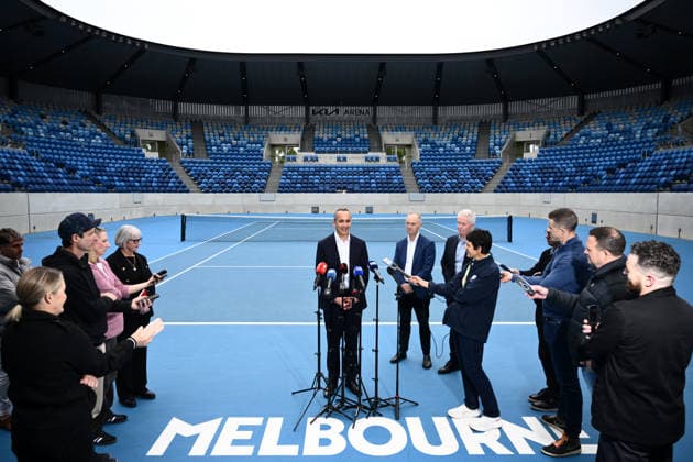 TENNIS AUSTRALIA ANDREW ABDO, Incoming Tennis Australia CEO Andrew Abdo during a Tennis Australia press conference, PK, Pressekonferenz at KIA Arena, in Melbourne, Friday, May 29, 2026. ( NO ARCHIVING MELBOURNE VICTORIA AUSTRALIA  Copyright: xJOELxCARRETTx 20260529183312941120