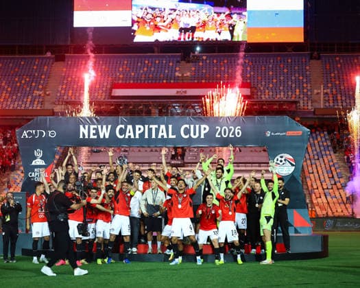 Egypt vs Russia New Capital Cup Egypt players celebrates with the trophy after winning the International Friendly, Länderspiel, Nationalmannschaft match (New Capital Cup) between Egypt and Russia at Cairo International Stadium, Cairo, Egypt Cairo Cairo EGYPT Copyright: xMohamedxTageldinx