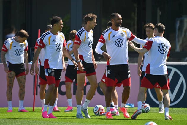 from left Jamal MUSIALA GER ,Leon GORETZKA GER ,Jonathan Tah GER ,Florian WIRTZ GER German national football team,World Cup preparation, training camp in Herzogenaurach on 28 05 2026