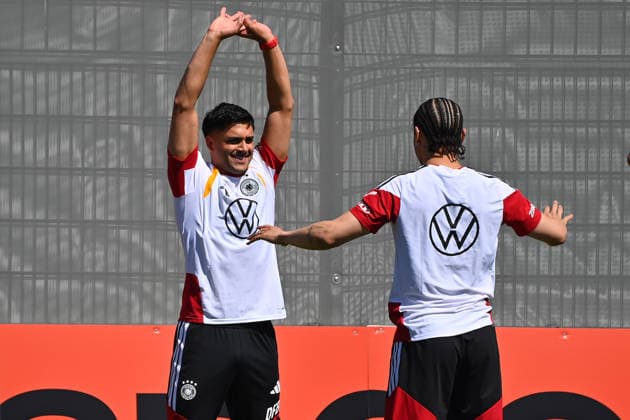from left Nadiem AMIRI GER , Leroy SANE GER German national football team, World Cup preparation, training camp in Herzogenaurach on 28 05 2026