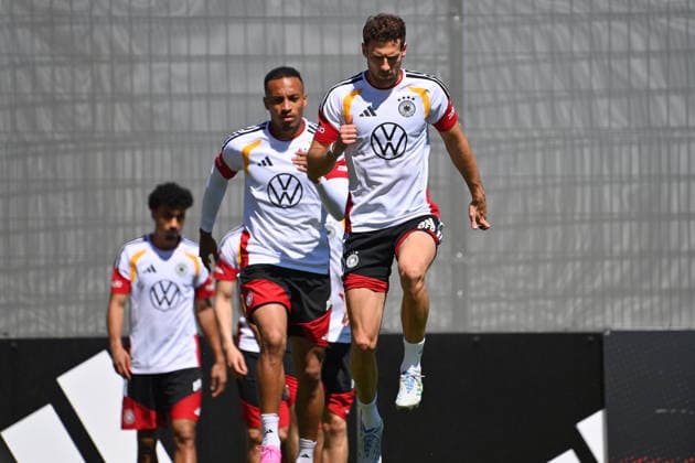 v re Leon GORETZKA GER ,Jamie LEWELING GER , German national football team, World Cup preparation, training camp in Herzogenaurach on 28 05 2026